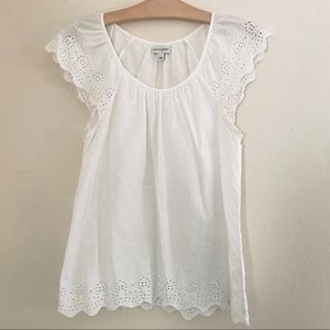 Banana Republic White Tank Eyelet Cap-sleeves